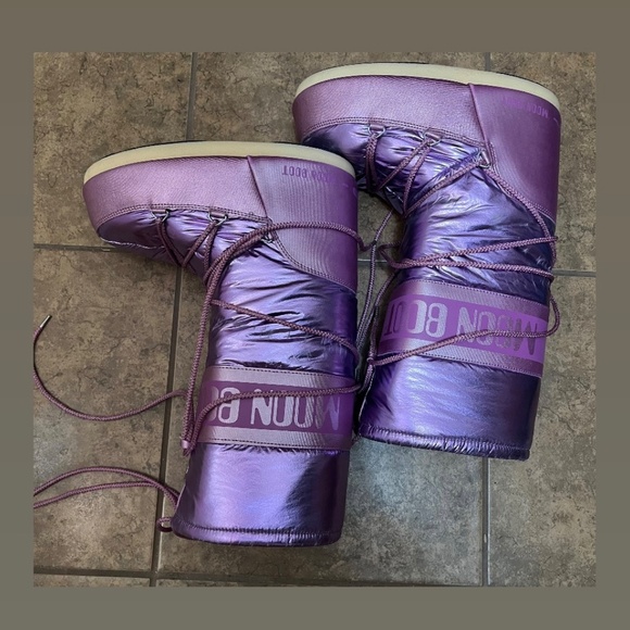 Moon Boot Purple Winter Rain Boots Platform Sole - Picture 6 of 9